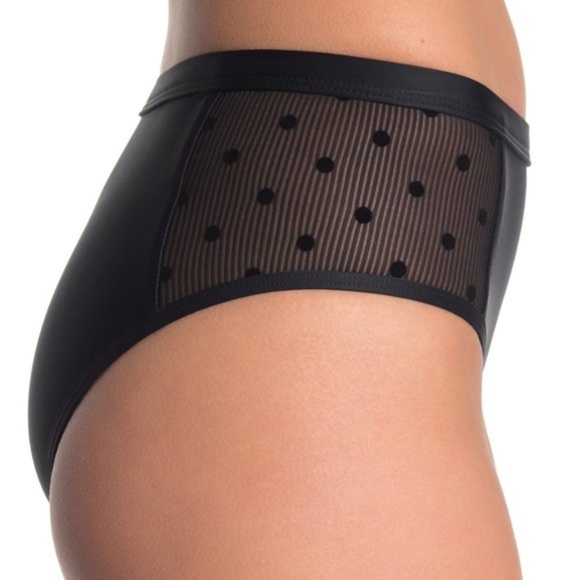 Ella Moss Polka Dot Mesh High Waist Bikini Bottoms - Picture 2 of 8
